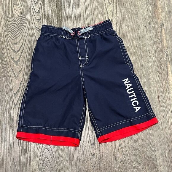 Nautica Boys Swim Trunk Shorts Mesh Elastic Waist Drawstring Blue Size L - Picture 1 of 5